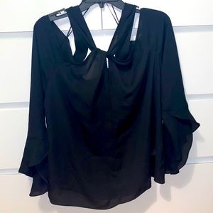 NWT Halston Black Top With Knot Detail On Chest